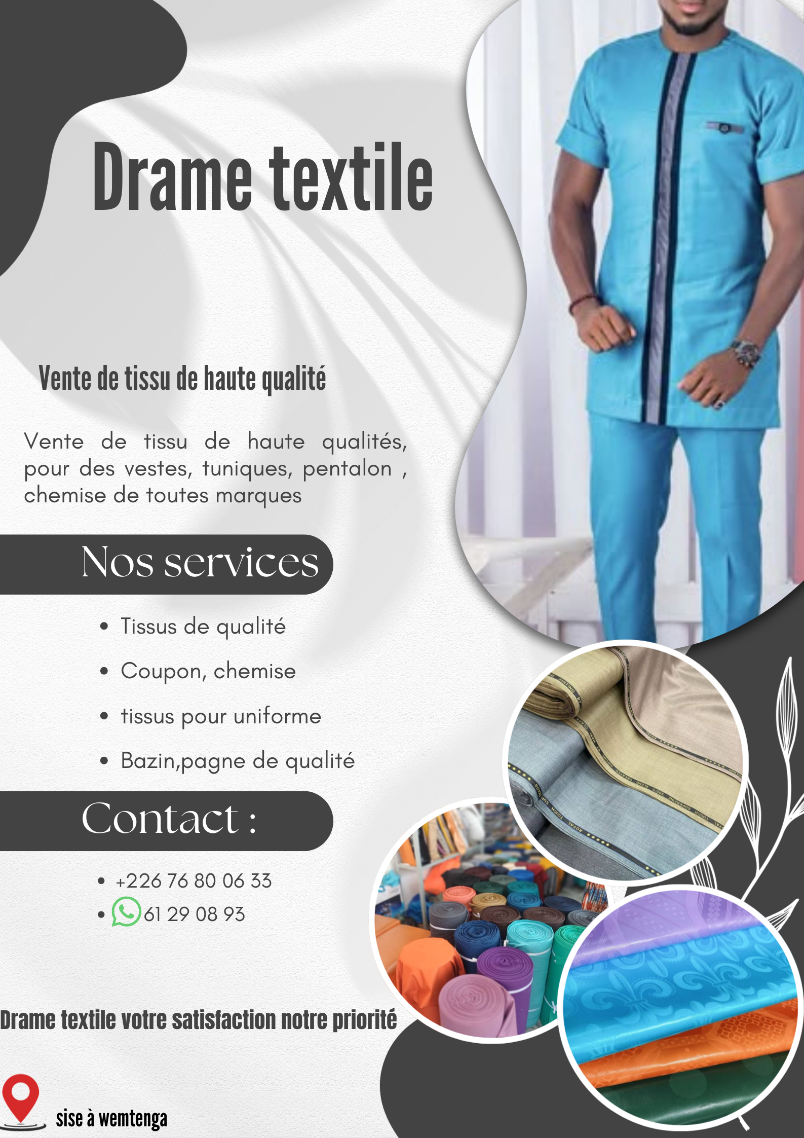 Affiche pour la vente des textiles