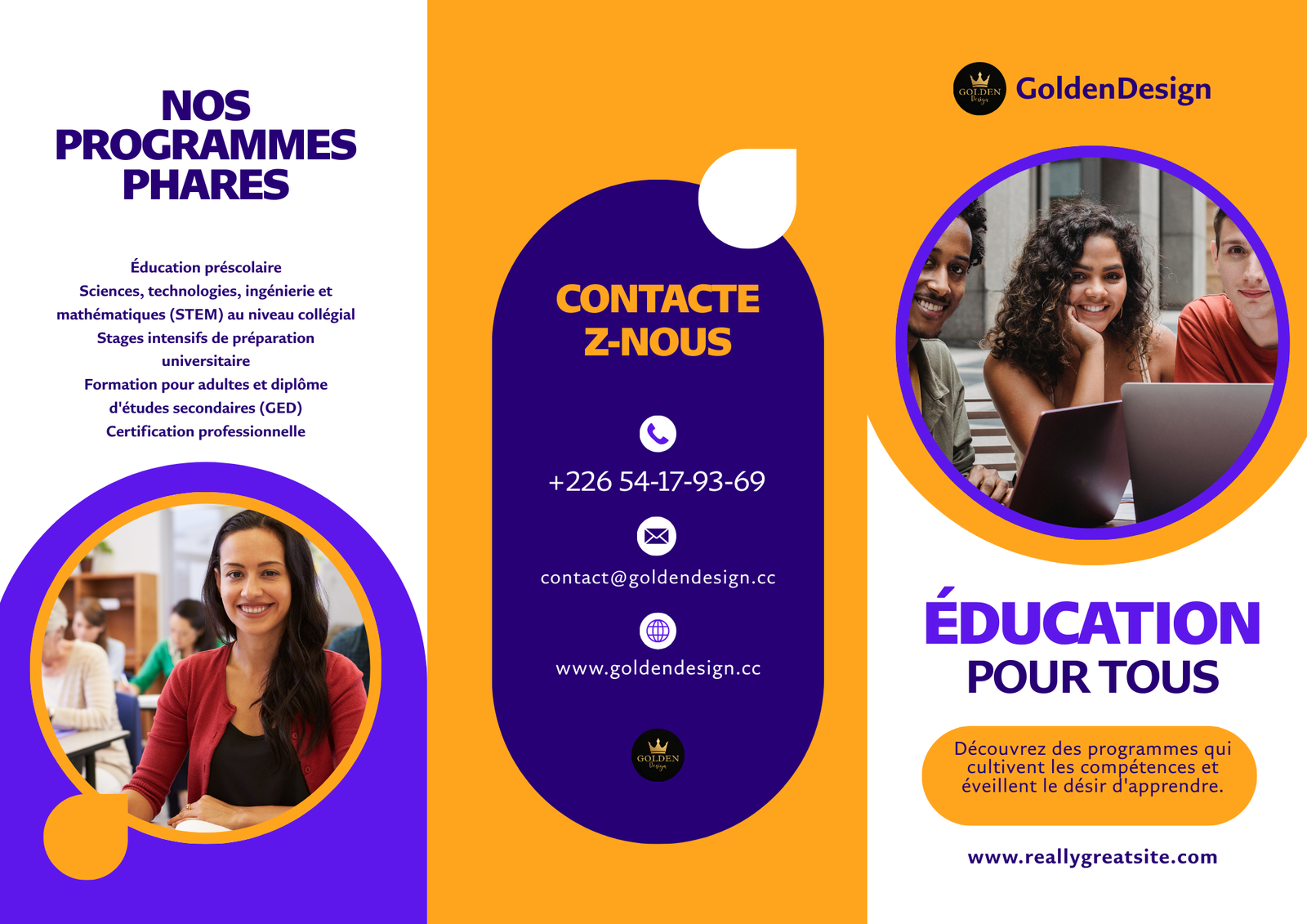 Creation de brochure pour Dépliant Premium : "Horizon Éducatif" (Recto/Verso) par Golden Design