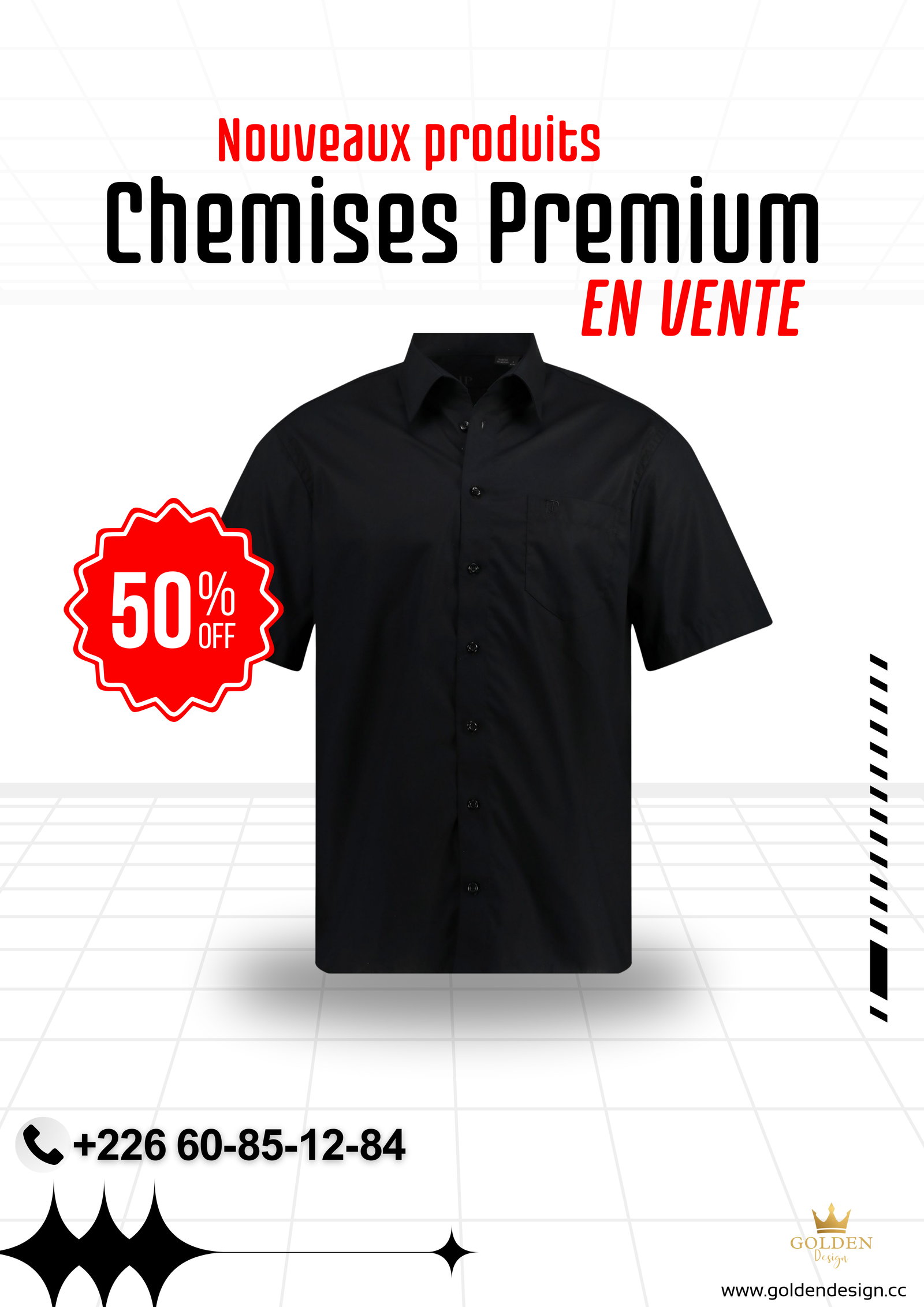 Creation d affiche pour Affiche Promotionnelle - Collection Chemises Premium par Golden Design
