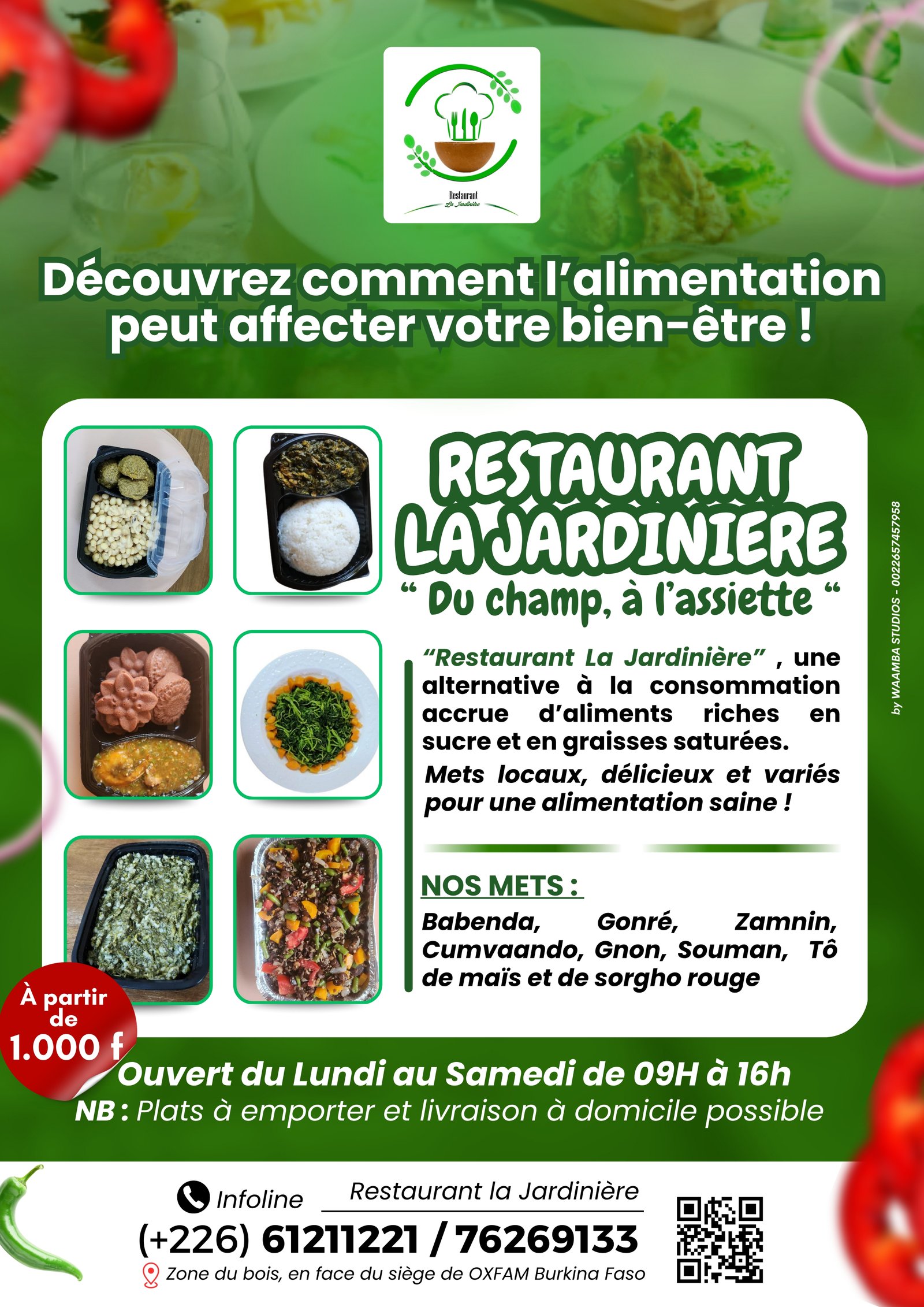 Creation de flyer pour Flyer a5 recto simple de restaurant 'La jardinière' par Golden Design